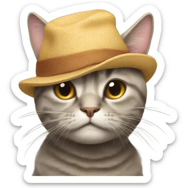 Cat with a hat that’s sad sticker