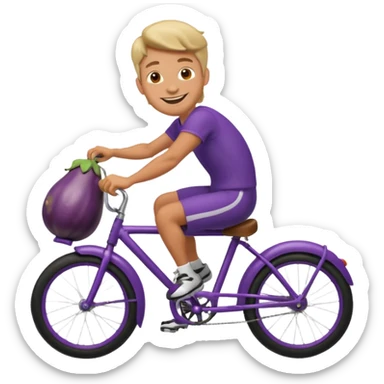 dude riding eggplant shaped bike sticker
