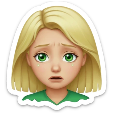 the girl is that criying she has green eyes and blondhair  sticker