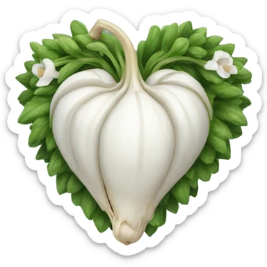 white heart adorned with garlic garland sticker