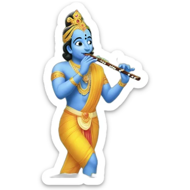 Image of Krishna playing flute in the park sticker