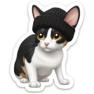 japanese bobtail with a black beanie sticker