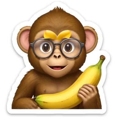 monkey with banana and wearing glasses sticker