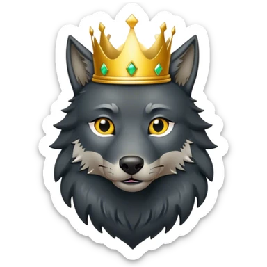 Black Wolf with Gold Crown sticker