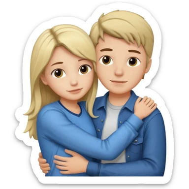 Couple hugging each other but the boy has mustang sticker