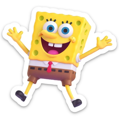 SpongeBob SquarePants as a cheerful cartoon character sticker