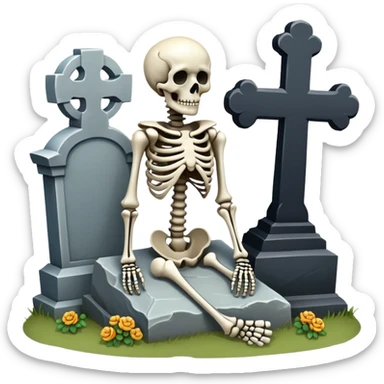 Skeleton in cemetery sticker