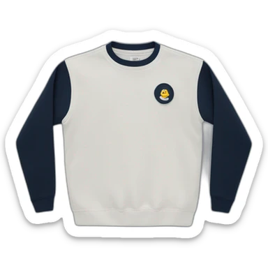 navy sweatshirt with white breast pocket embroidery no person sticker