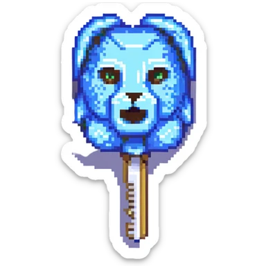 Minecraft-style pixel art lockpick, blocky, metallic sticker