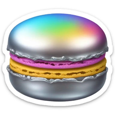 Realistic metallic silver macaroon with gradient colorful filling  sticker