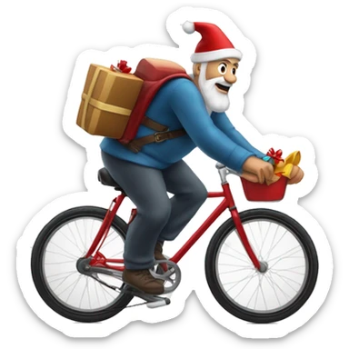 Le père Noël sur un  vélo sur la mèr  sticker