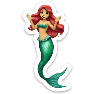 ariel mermaid waving sticker