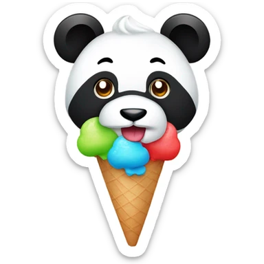 Panda eating ice cream sticker