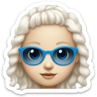 white little baby girl with blue sunglasses sticker
