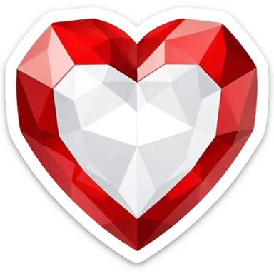 white and red geometric jewel heart sticker