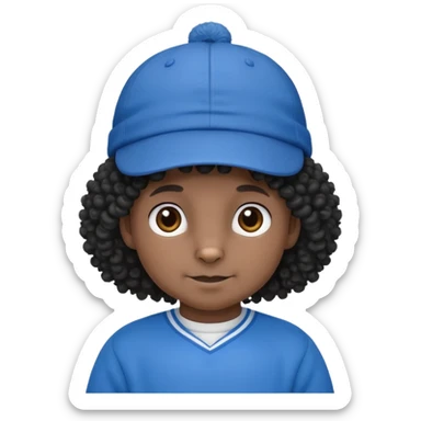 curly hair black rabbit with blue jersey and hat sticker