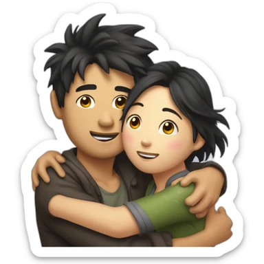 scruffy-boy-and-asian-gilr-hug sticker