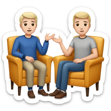 Tow guys in a chair asking sticker