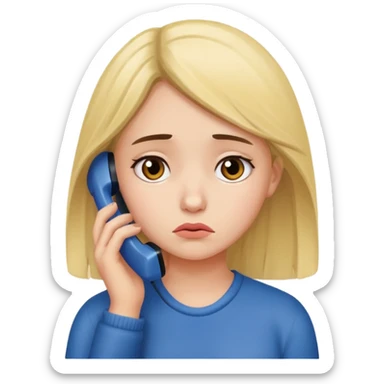 Sad girl waiting on hold on the phone sticker