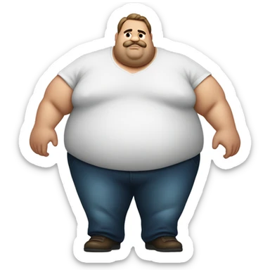 Big fat man with a very large back sticker