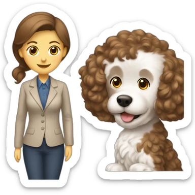 Brown Cockapoo with female teacher with brown hair sticker