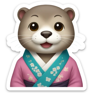 a otter face wearing traditional korean hanbok sticker