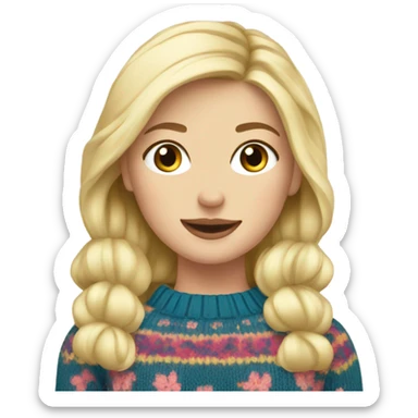 Knit floral sweater blond girl sticker