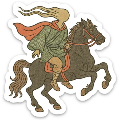 ukiyo-e style headless horseman sticker