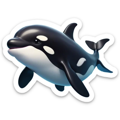 Cinematic Comical orca Portrait Emoji, Head tilted dramatically with an exaggeratedly shocked expression, featuring a sleek black-and-white body with wide, comically expressive eyes full of playful disbelief and animated flippers, Simplified yet hilariously expressive features, highly detailed, glowing with a slightly sassy oceanic glow, high shine, dramatic yet playful, stylized with an air of cheeky marine mischief, soft glowing outline, capturing the essence of a meme-worthy orca that looks ready to make waves with its hilariously dramatic antics! sticker