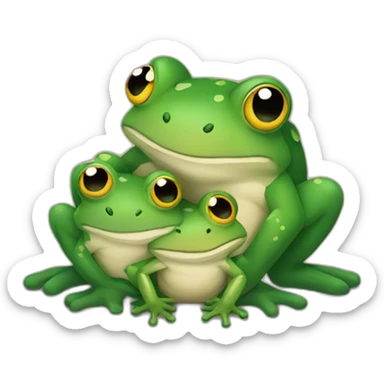 a big frog and a small frog are hugging sticker