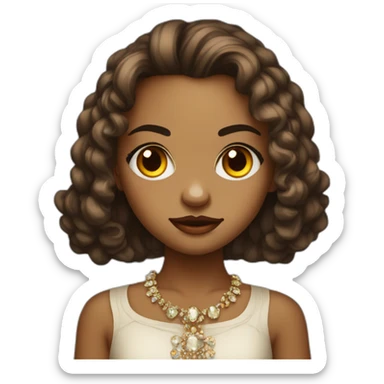 jeweled brown-eyed girl mad portrait sticker