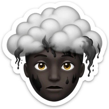 A pitch black head covered in black smoke  sticker
