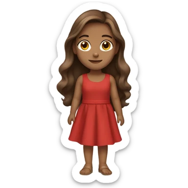 Beautiful girl, brown hair, red dress  sticker
