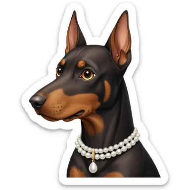 Doberman with pearl collar  sticker