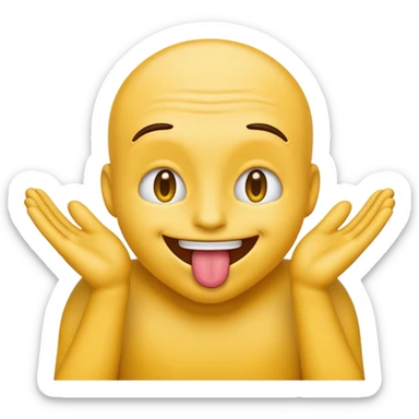 Normal emoji smiling with his tongue out and rubbing his hands sticker