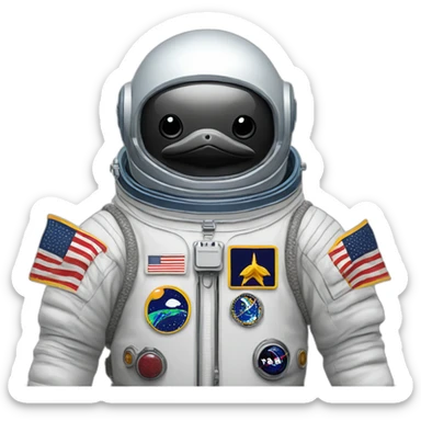 a minnesota loon with an astronaut uniform, head poking out of uniform sticker