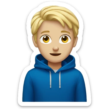 Blonde boy in deep blue hoodie  sticker