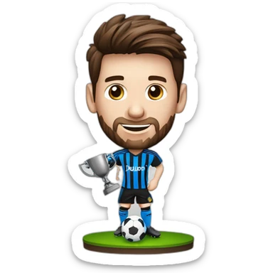 Le joueur de football Lionel Messi tenant un trophée sticker