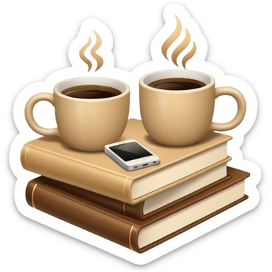 (books + cofe) beige sticker