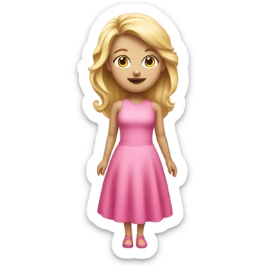 Blonde girl in pink dress full body sticker
