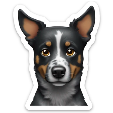 black blue heeler dog with big ears sticker