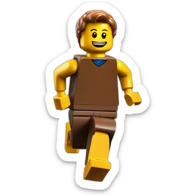 A lego man running looking behind sticker