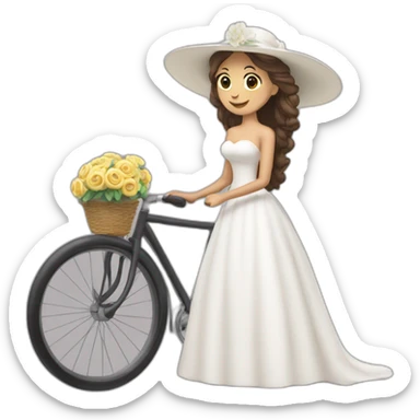 Novia castaña con velo sticker