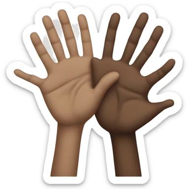 3 hands together brown white sticker