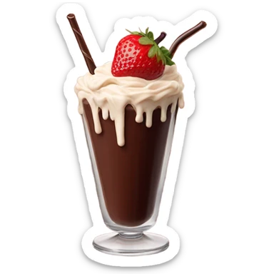 Strawberry shake with chocolate sauce sticker