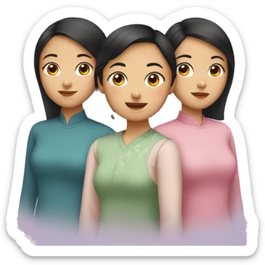 Three asian sisters  sticker