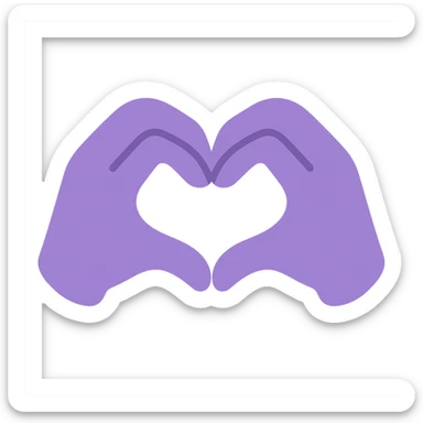 A dull purple Heart Hands sticker