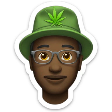 Man with weed bucket hat sticker