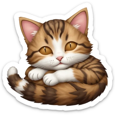 dark brown tabby and white kitten sleeping whilst in funny positions stretched out and  upside down sticker