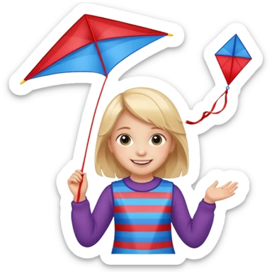 little girl kid with kite sticker